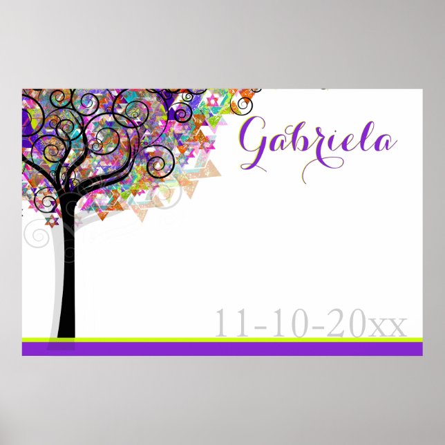 PixDezines Mitzvah Tree of Life Sign In Board (Front)