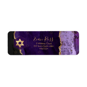 PixDezines Mitzvah Watercolor Agate Purple