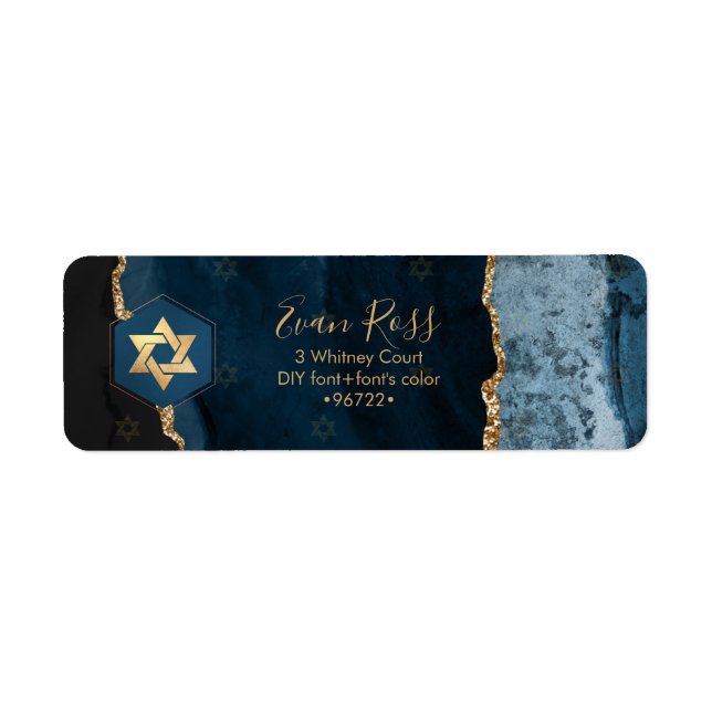 PixDezines Mitzvah Watercolor Agate Slate Blue (Front)