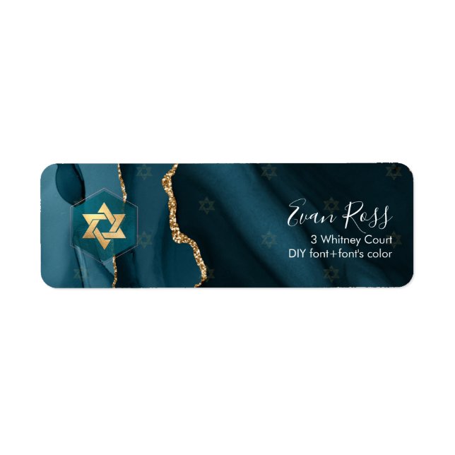 PixDezines Mitzvah Watercolor Agate Teal Green (Front)