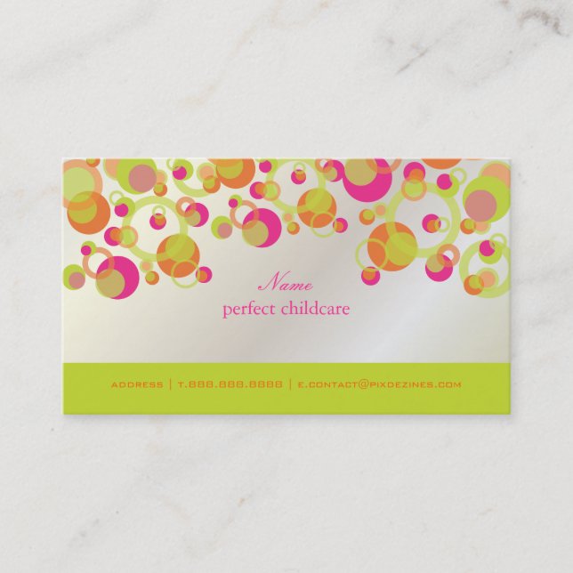 PixDezines Mod Bubbles / Retro Syle + Colours Business Card (Front)