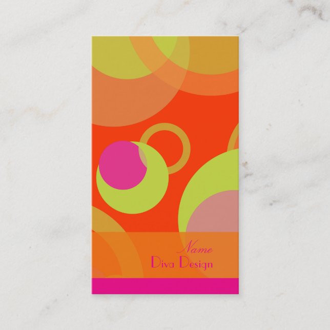 PixDezines Mod Bubbles / Retro Syle + Colours Business Card (Front)