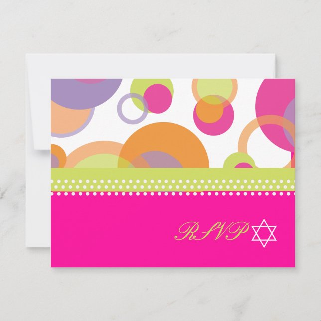 PixDezines Mod Bubbles RSVP to Bat  Mitvah Card (Front)