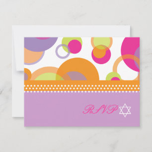 PixDezines Mod Bubbles RSVP to Bat Mitvah Card