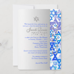 PixDezines mod stars/Bar Mitzvah/dark blue/silver Invitation