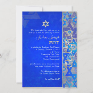 PixDezines mod stars/Bar Mitzvah/dark blue/silver Invitation