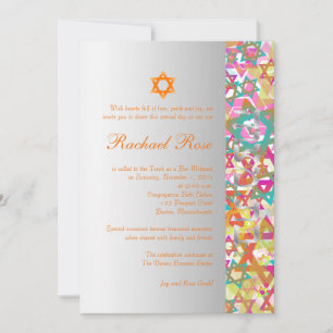 PixDezines mod stars/Bar Mitzvah/multi colours Invitation