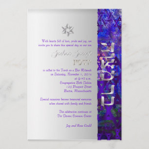 PixDezines mod stars/Bar Mitzvah/violet/silver Invitation