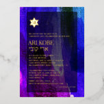 PixDezines Modern Abstract Watercolor Bar Mitzvah<br><div class="desc">PixDezines gold foil modern abstract watercolor painting in violet purple and indigo blue bar mitzvah,  accented with star of david.  DIY background colour.  PixDezines' dynamic designs enable you to adjust any elements.

✡ Copyright © 2008-2022 PixDezines™.  All rights reserved.</div>