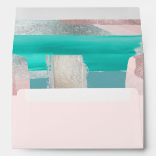 PixDezines Modern Art Aqua Blue, Rose Gold Envelope