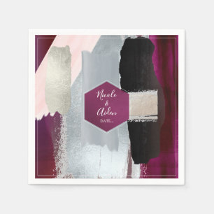 PixDezines Modern Art, Blush Burgundy Wedding Napkin