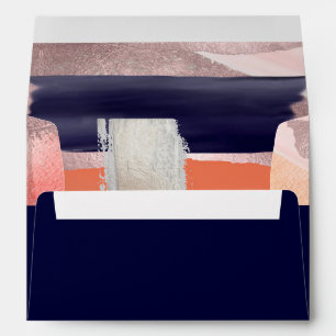 PixDezines Modern Art Navy Blue, Rose Gold Envelope