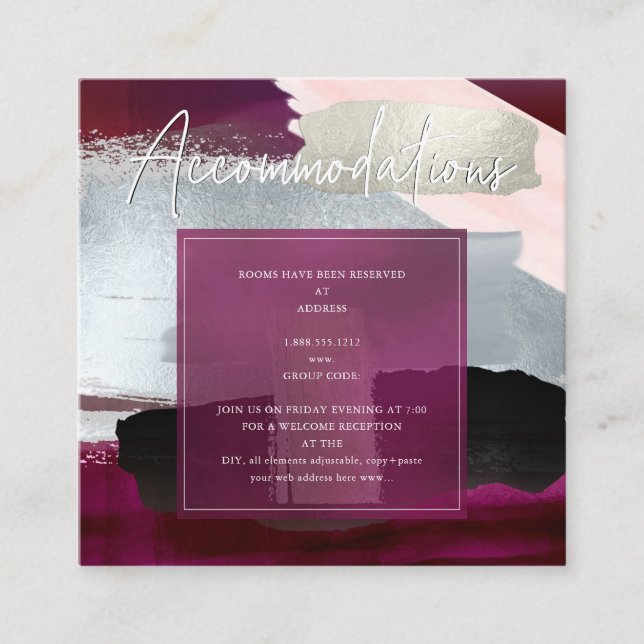 PixDezines Modern Blush Burgundy Accommodations Enclosure Card (Front)
