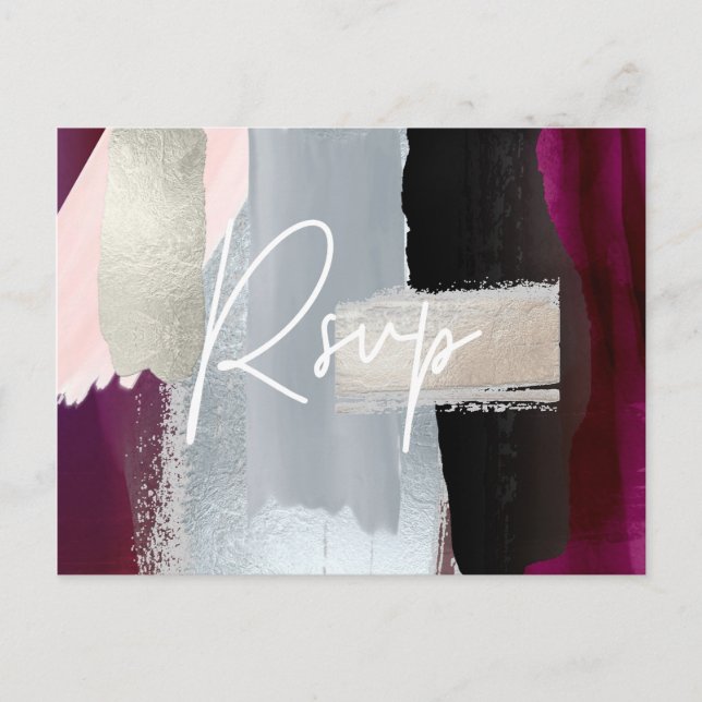 PixDezines Modern Dahlia Red RSVP w/Meal Choice Invitation Postcard (Front)