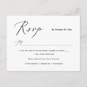 PixDezines Modern Elegant Calligraphy RSVP w Meal Invitation Postcard