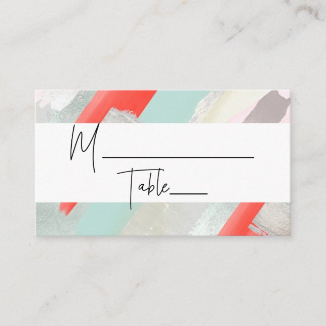 PixDezines Modern Watercolor Coral Place Cards (Front)