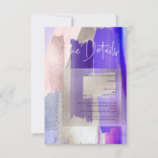 PixDezines Modern Watercolor Purple Details Cards (Front)