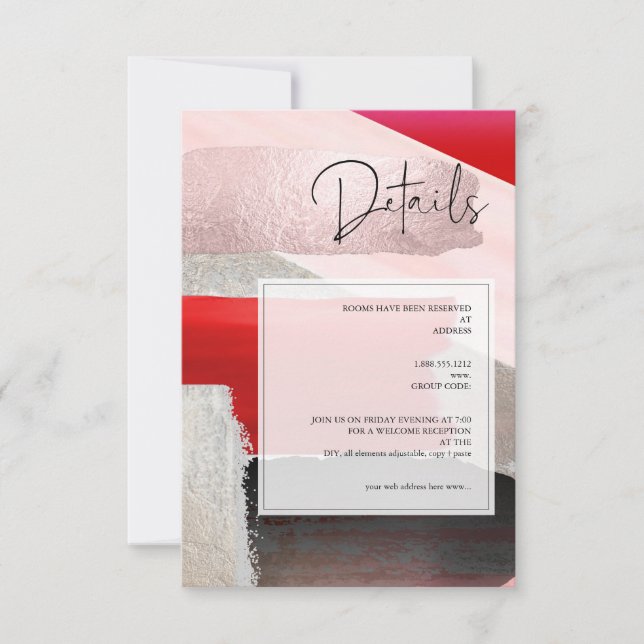 PixDezines Modern Watercolor Red Black Details RSVP Card (Front)