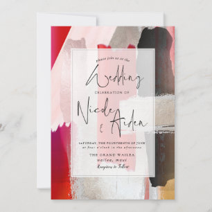 PixDezines Modern Watercolor Red Black Invitation