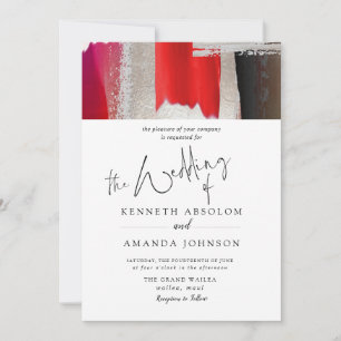 PixDezines Modern Watercolor Red Black Invitation