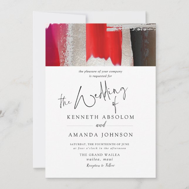 PixDezines Modern Watercolor Red Black Invitation (Front)