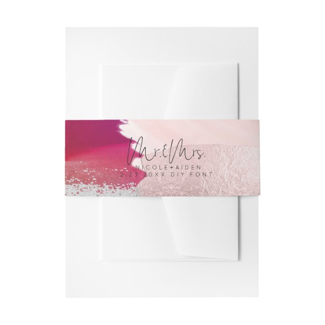 PixDezines Modern Watercolor Red Black Invitation Belly Band (Front Example)