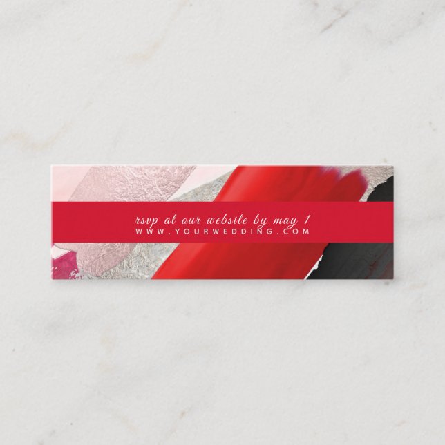 PixDezines Modern Watercolor Red Black Mini Business Card (Front)