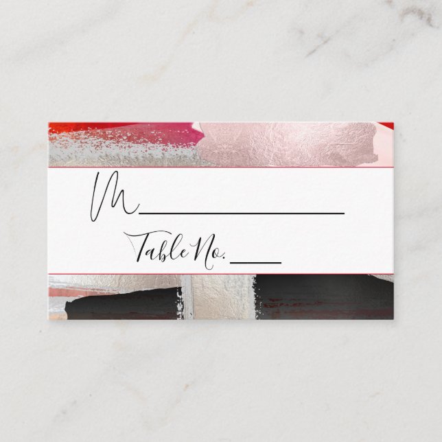 PixDezines Modern Watercolor Red Black Place Card (Front)