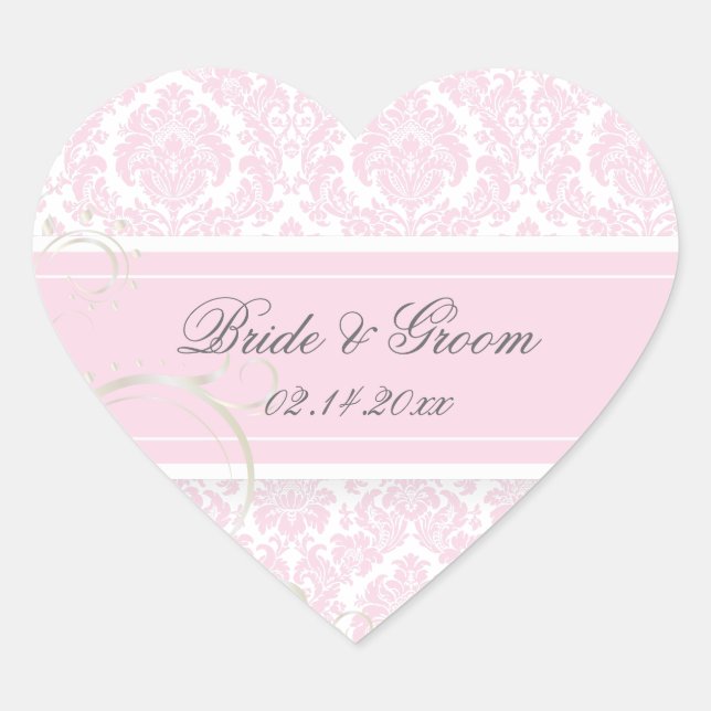 PixDezines moiré damask wedding stickers (Front)