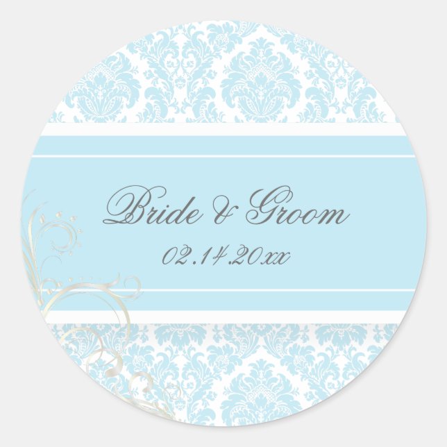 PixDezines moiré damask wedding stickers (Front)