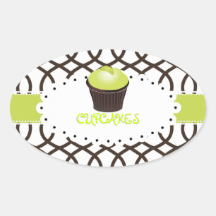 PixDezines monaco trellis+cupcake/DIY colour Oval Sticker