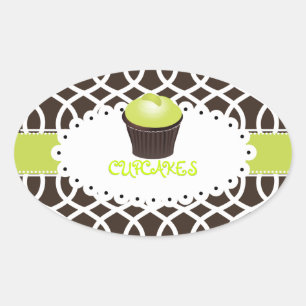 PixDezines monaco trellis+cupcake/DIY colour Oval Sticker