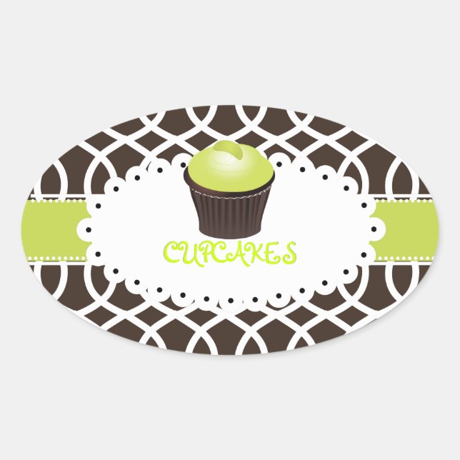 PixDezines monaco trellis+cupcake/DIY colour Oval Sticker (Front)