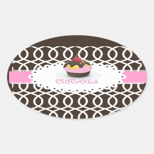 PixDezines monaco trellis+cupcake/DIY colour Oval Sticker