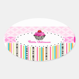PixDezines monaco trellis+cupcake/DIY colour Oval Sticker