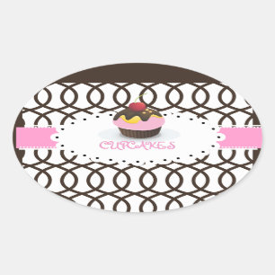 PixDezines monaco trellis+cupcake/DIY colour Oval Sticker