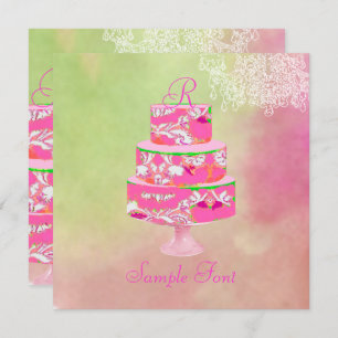 PixDezines monogram alice floral cake Invitation