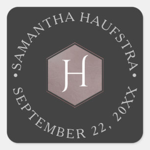 PixDezines Monogram Blush Pink Honeycomb Square Sticker