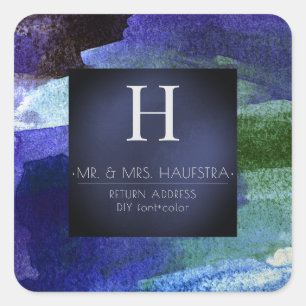 PixDezines Monogram, Blush+Silver+Red Colour Block Square Sticker