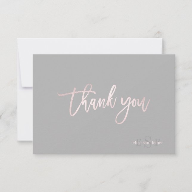 PixDezines Monogram Blush Thank You/flat You Card (Front)