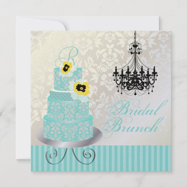 PixDezines monogram bridal, blue wedding cake Invitation (Front)