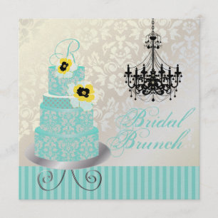 PixDezines monogram bridal, blue wedding cake Invitation