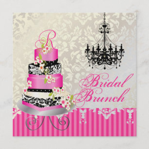 PixDezines monogram bridal, pink wedding cake Invitation