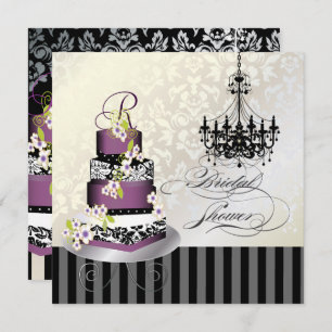 PixDezines MONOGRAM BRIDAL SHOWER/PLUM PUDDING CAK Invitation