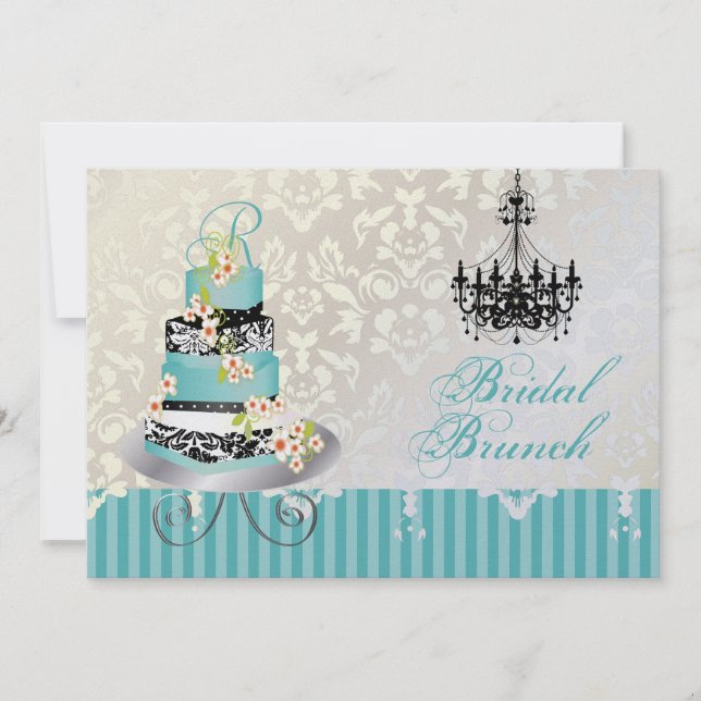 PixDezines monogram bridal, teal wedding cake (Front)