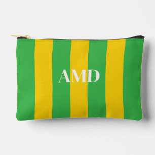 PixDezines Monogram Cabana Stripe Lemon Lime Accessory Pouch