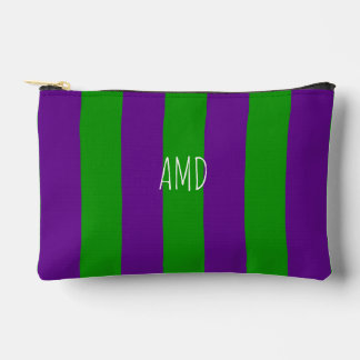 PixDezines Monogram Cabana Stripe Purple Green Accessory Pouch