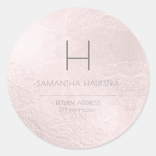 PixDezines Monogram Faux Blush Foil Classic Round Sticker (Front)