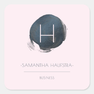 PixDezines Monogram Faux Foil Slate Blue Square Sticker