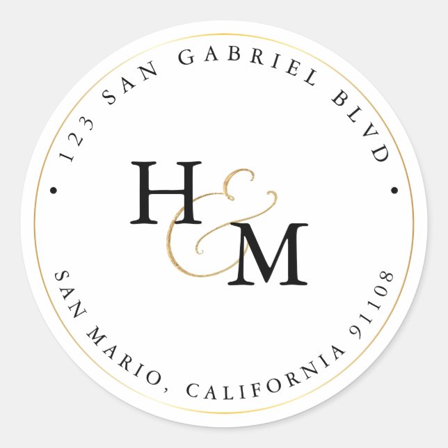 PixDezines Monogram Faux Gold Script Ampersand   C Classic Round Sticker (Front)